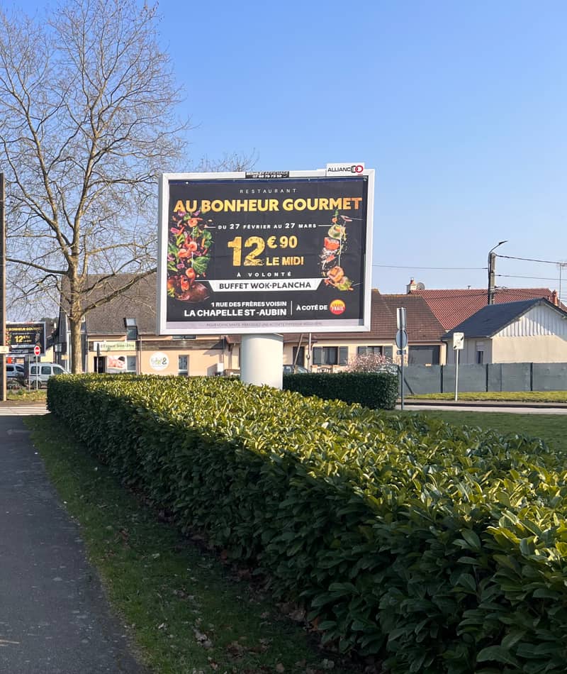 Affichage publicitaire Led pour Au Bonheur Gourmet - Besmiley Affichage